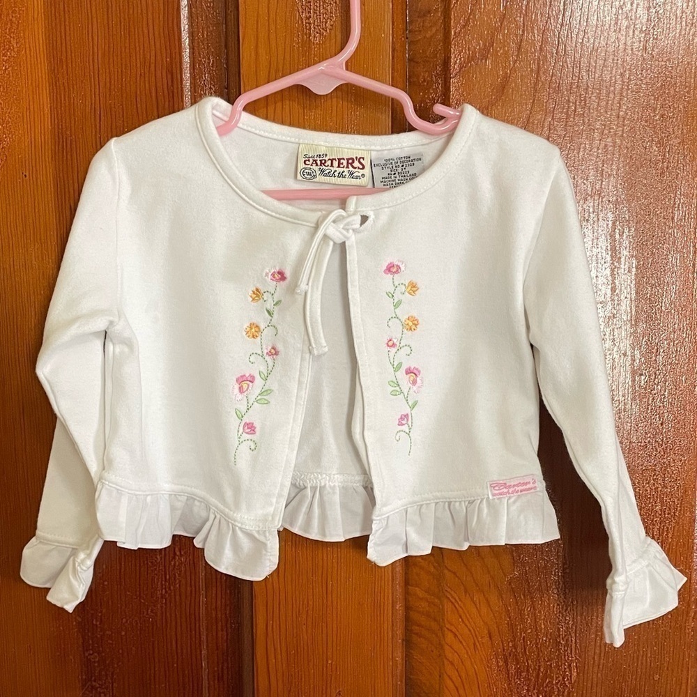 90s/Y2K Carter’s Cardigan Embroidered Floral with Tie Size 3T